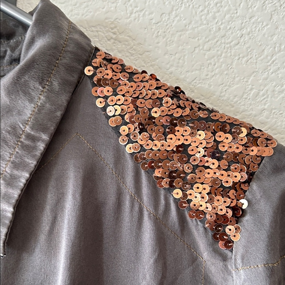 Da-Nang Silk Blouse with Copper Sequin Shoulders size S - Picture 3 of 11